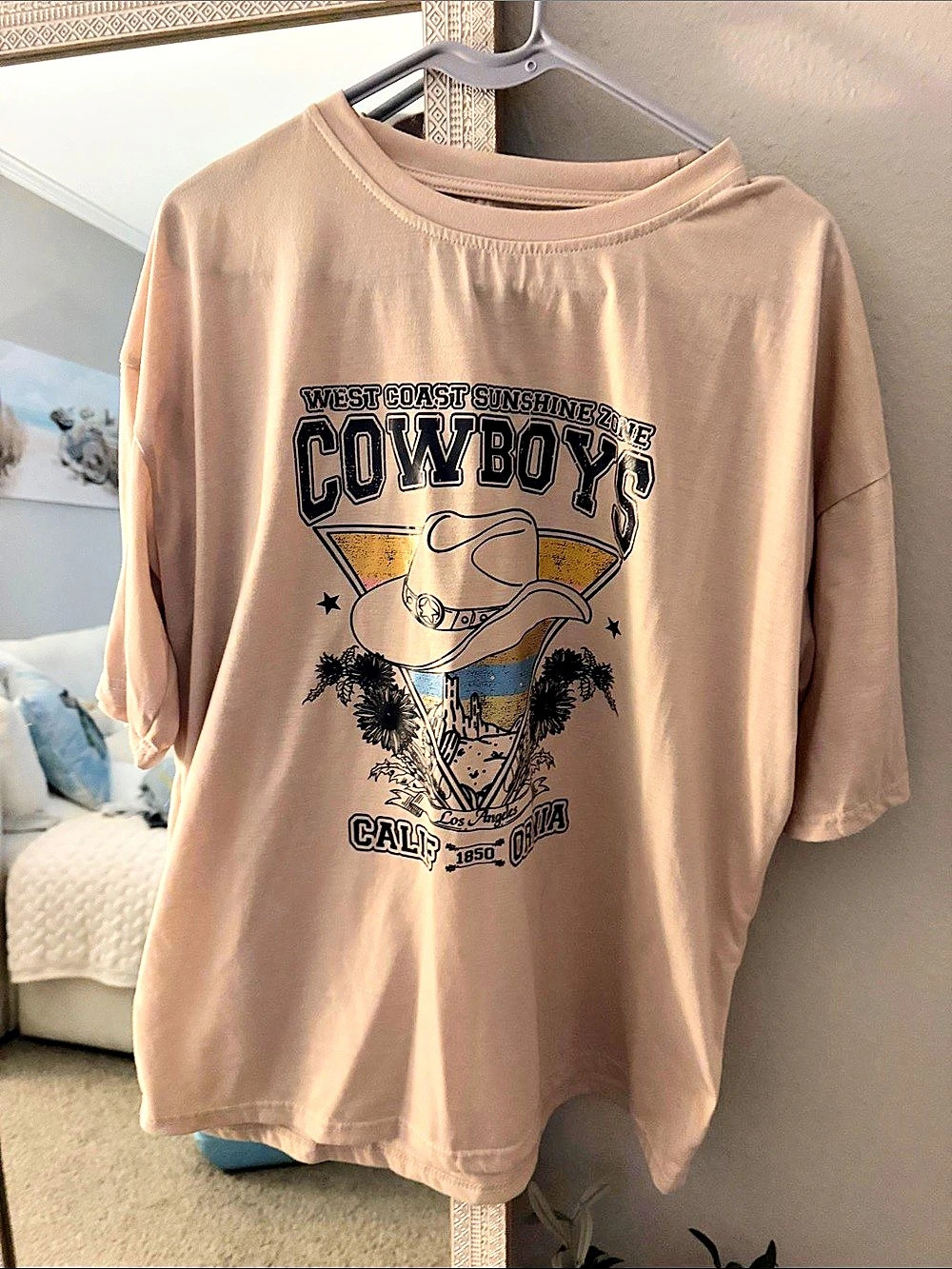SHEIN West Coast Sunshine Zone Cowboys Graphic Tee Brown